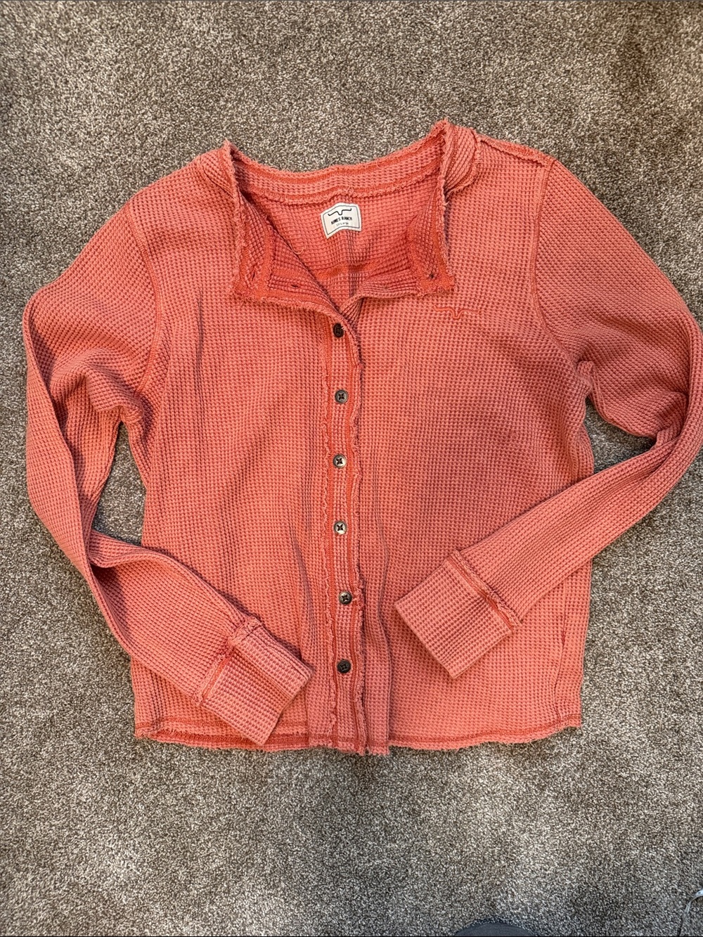 Women’s Kimes Ranch waffle knit 100% cottoncardigan shirt